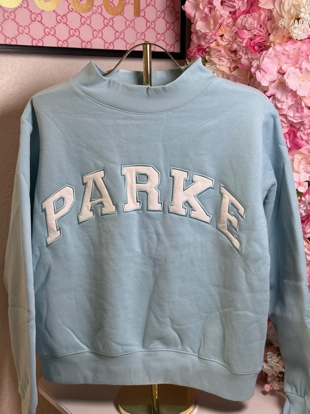 PARKE Powder Blue Mockneck Sweatshirt size S/M